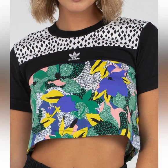 ADIDAS HER STUDIO LONDON multicolor cropped tee - Picture 1 of 5
